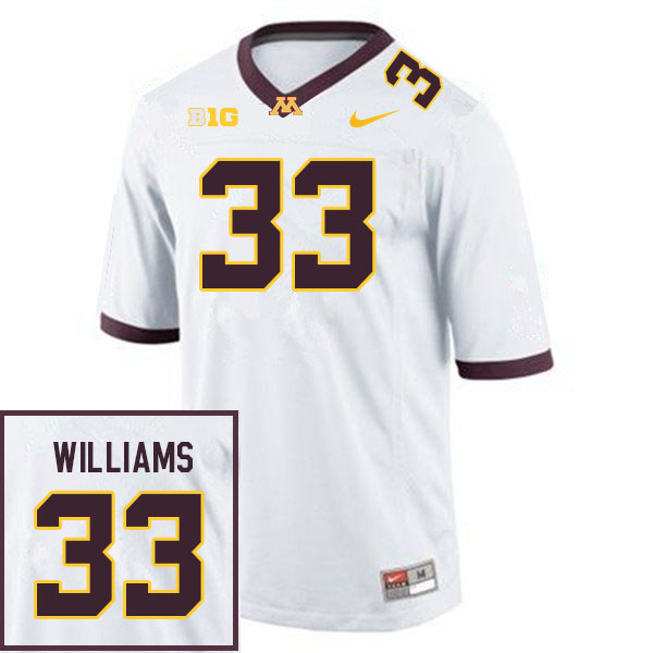 Men #33 Devon Williams Minnesota Golden Gophers College Football Jerseys Sale-White
